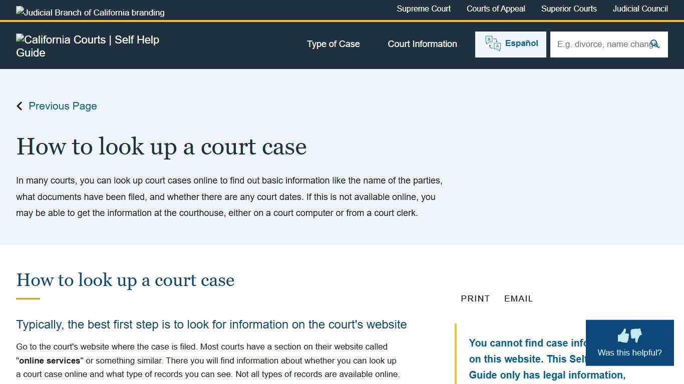 How to look up a court case California Courts Self Help Guide